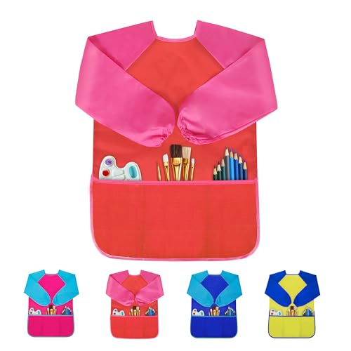 Milifox Kids Art Smock Toddler Painting SmockWaterproof Long Sleeve Kids Art Apron with 3 Pockets for Children - Image 1