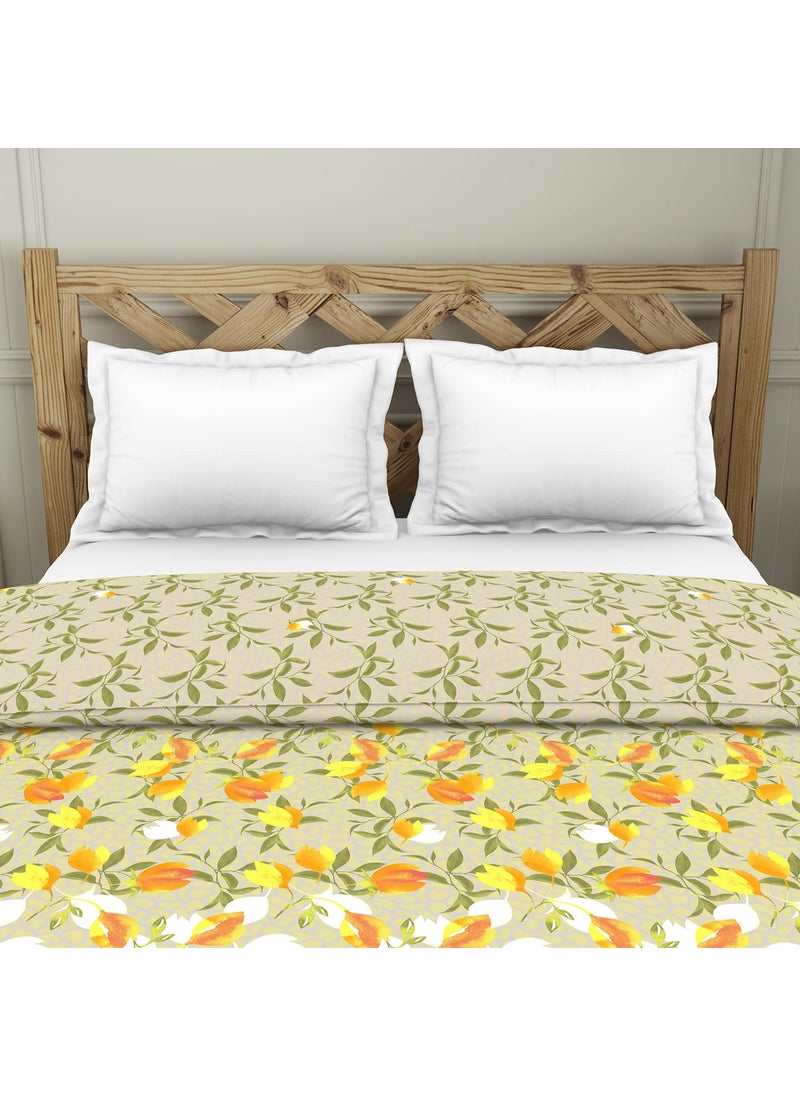 SPACES Spaces 100% Cotton Shell Quilt Double 150 GSM Polyester Fill Soft Feel Skin Safe 210 Tc Green Quilt for Double Bed  - Image 4