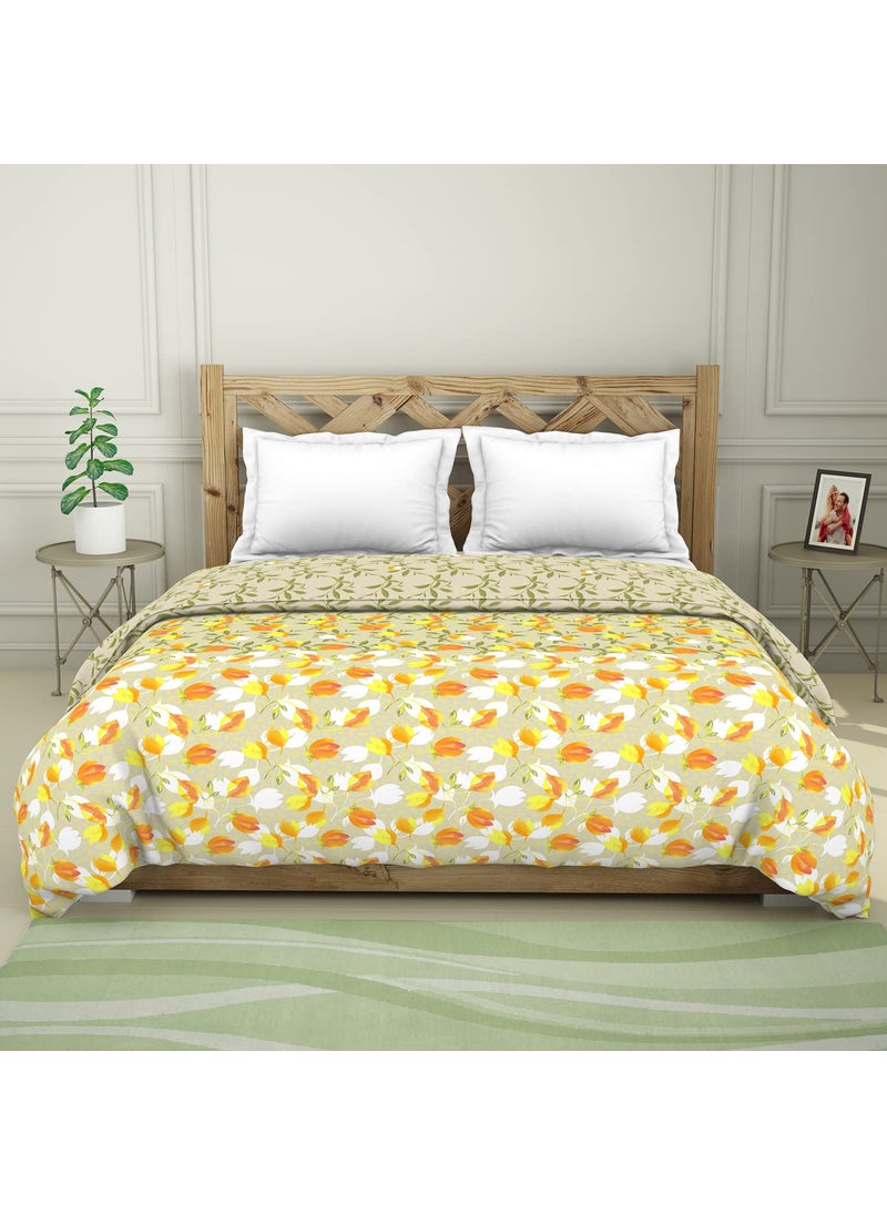 SPACES Spaces 100% Cotton Shell Quilt Double 150 GSM Polyester Fill Soft Feel Skin Safe 210 Tc Green Quilt for Double Bed  - Image 1