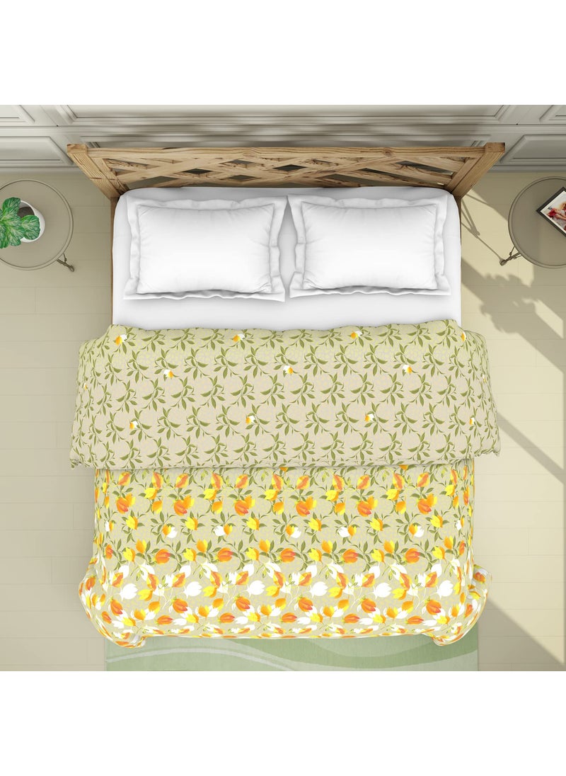 SPACES Spaces 100% Cotton Shell Quilt Double 150 GSM Polyester Fill Soft Feel Skin Safe 210 Tc Green Quilt for Double Bed  - Image 3