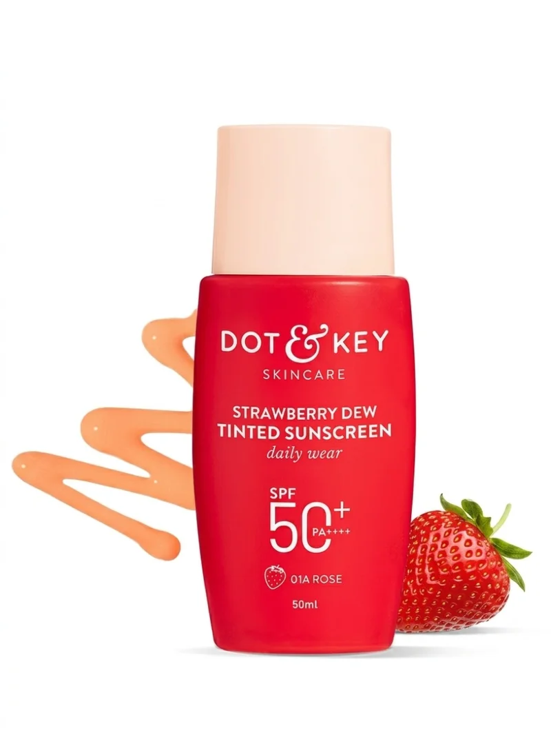 Dot & Key Dot & Key Strawberry Dew Tinted Sunscreen In-Vivo Tested SPF 50+ PA++++ With New-Age UV Filters, Brightens & Protects Skin, Ultra-light, Blends Easily, With Niacinamide, Natural Finish, Non-Sticky | Rose | 50ml