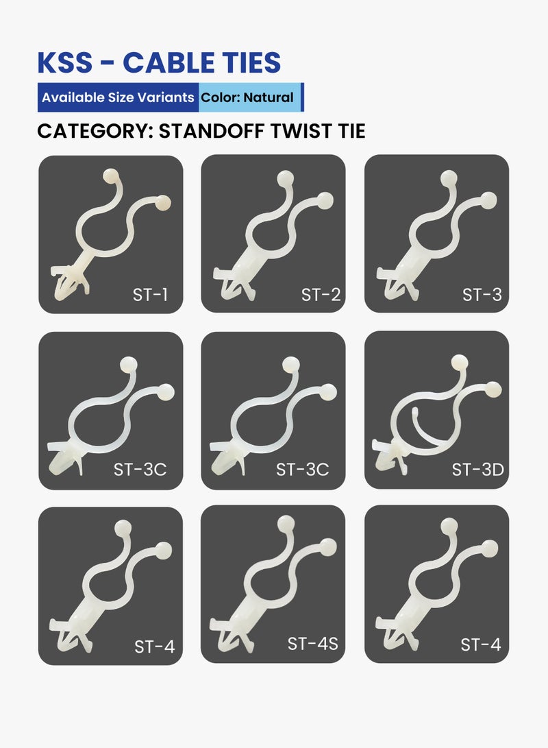 KSS Standoff Twist Tie – Securely Lock Cables with Pre-Drilled Hole, Easy Cable Management Twist - Tie for Neat, Tidy, and Durable Cable Organization – Ideal for Home, Office, and Industrial Use - 100 Pieces/Pack - Image 5