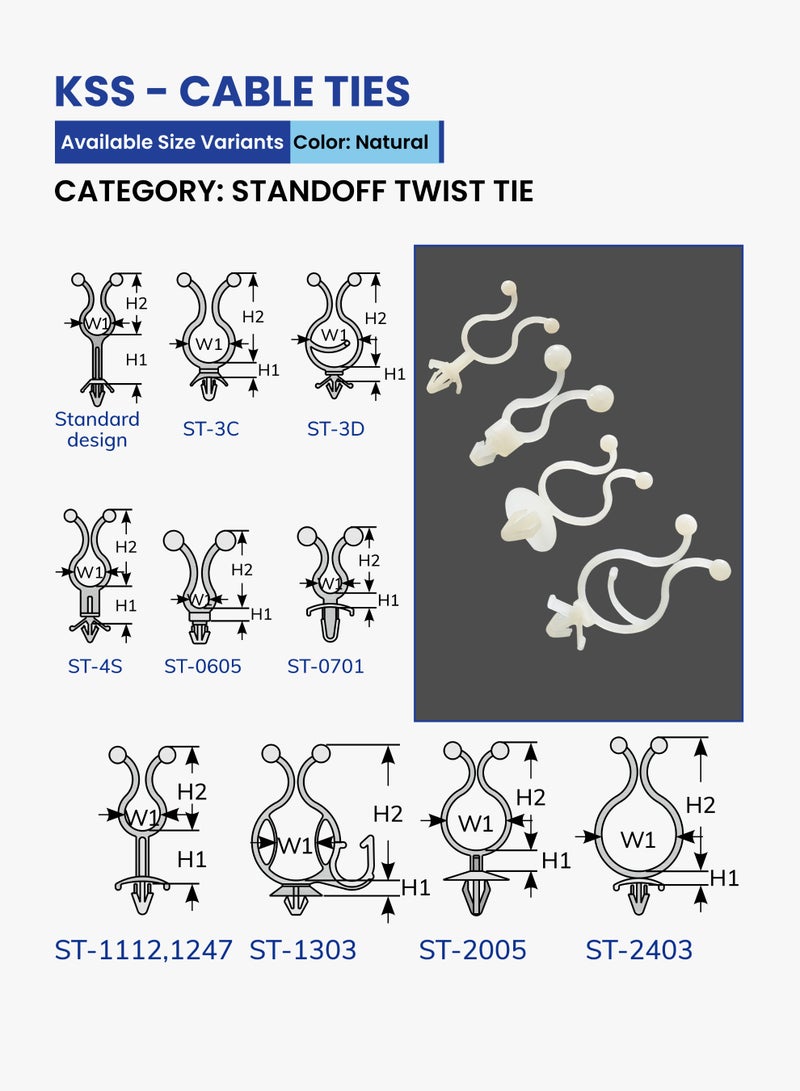 KSS Standoff Twist Tie – Securely Lock Cables with Pre-Drilled Hole, Easy Cable Management Twist - Tie for Neat, Tidy, and Durable Cable Organization – Ideal for Home, Office, and Industrial Use - 100 Pieces/Pack - Image 3