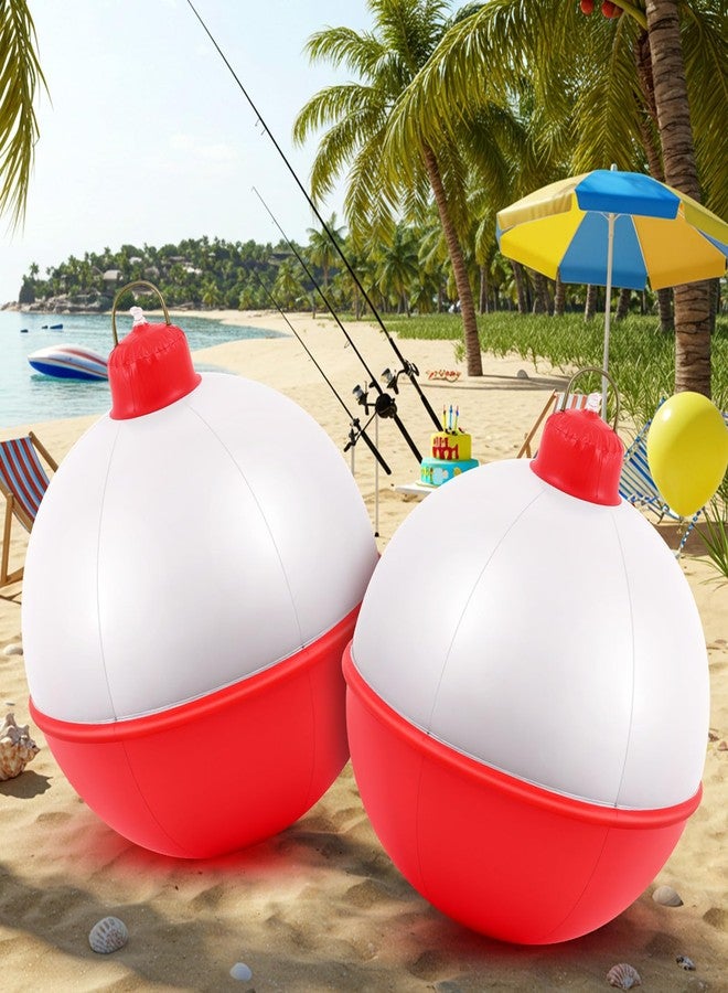 Jetec 2 Pcs 32 Inch Giant Inflatable Fishing Bobber Decorations Outdoor Inflatable Red White Hanging Ornaments for Fishermen Birthday Party Yard Decoration Pool Party Favors Supplies - Image 1