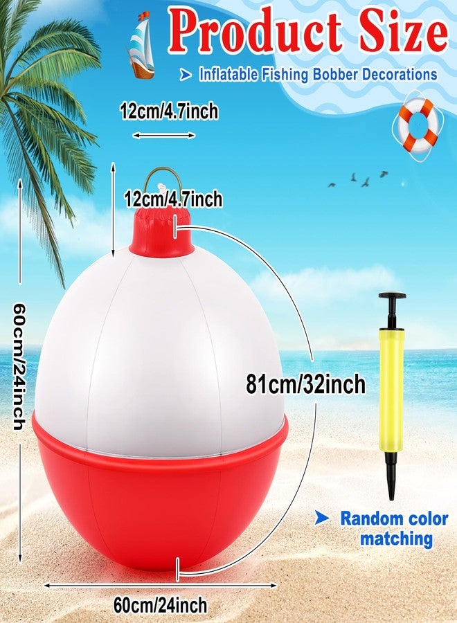 Jetec 2 Pcs 32 Inch Giant Inflatable Fishing Bobber Decorations Outdoor Inflatable Red White Hanging Ornaments for Fishermen Birthday Party Yard Decoration Pool Party Favors Supplies - Image 2
