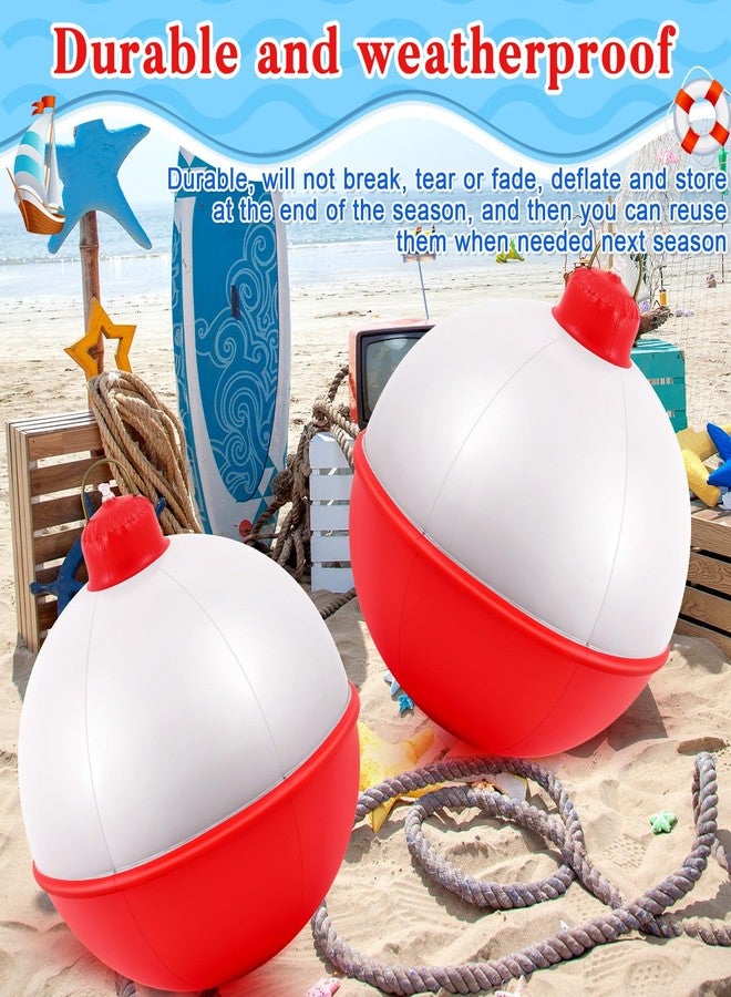 Jetec 2 Pcs 32 Inch Giant Inflatable Fishing Bobber Decorations Outdoor Inflatable Red White Hanging Ornaments for Fishermen Birthday Party Yard Decoration Pool Party Favors Supplies - Image 3