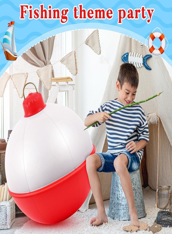 Jetec 2 Pcs 32 Inch Giant Inflatable Fishing Bobber Decorations Outdoor Inflatable Red White Hanging Ornaments for Fishermen Birthday Party Yard Decoration Pool Party Favors Supplies - Image 4