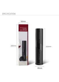 Beram Electric Wine Opener Pump, Automatic Corkscrew, Bottle and Cork Opener, Rechargeable Type C, Matte CoatED, Red Light Indicator, Black  - Image 2