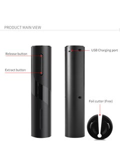 Beram Electric Wine Opener Pump, Automatic Corkscrew, Bottle and Cork Opener, Rechargeable Type C, Matte CoatED, Red Light Indicator, Black  - Image 3