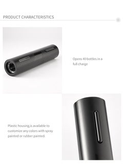 Beram Electric Wine Opener Pump, Automatic Corkscrew, Bottle and Cork Opener, Rechargeable Type C, Matte CoatED, Red Light Indicator, Black  - Image 4