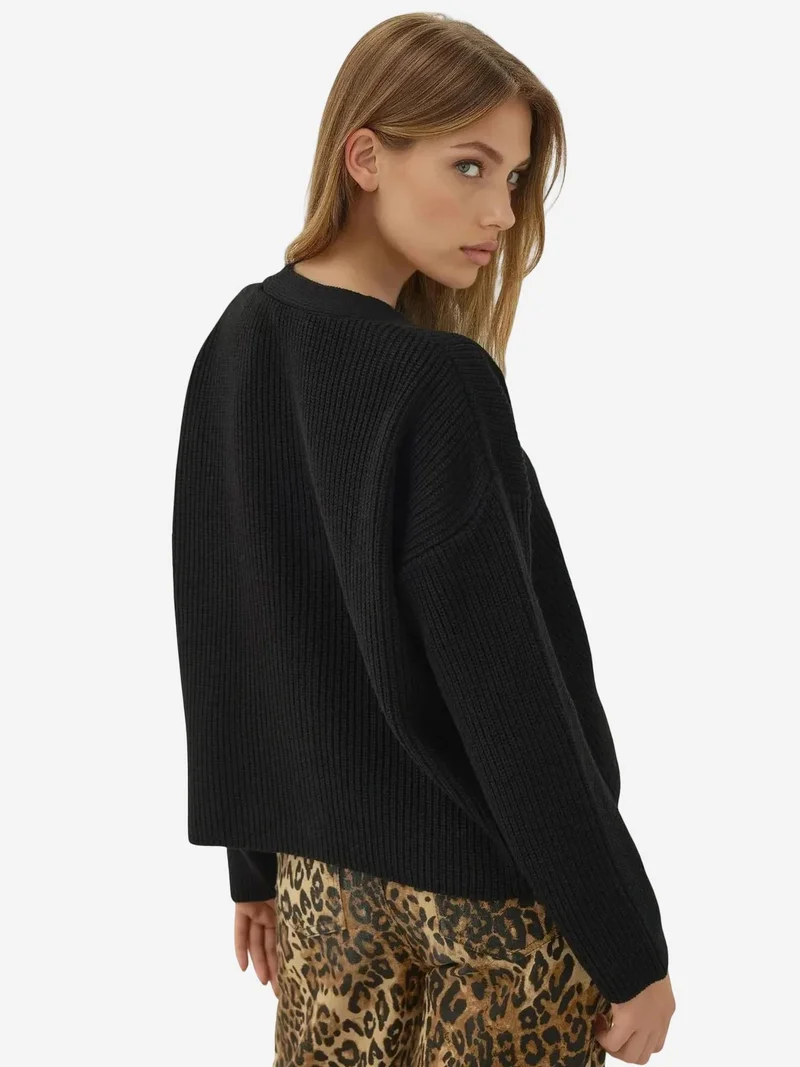 HICCUP V Neck Buttoned Oversized Cardigan