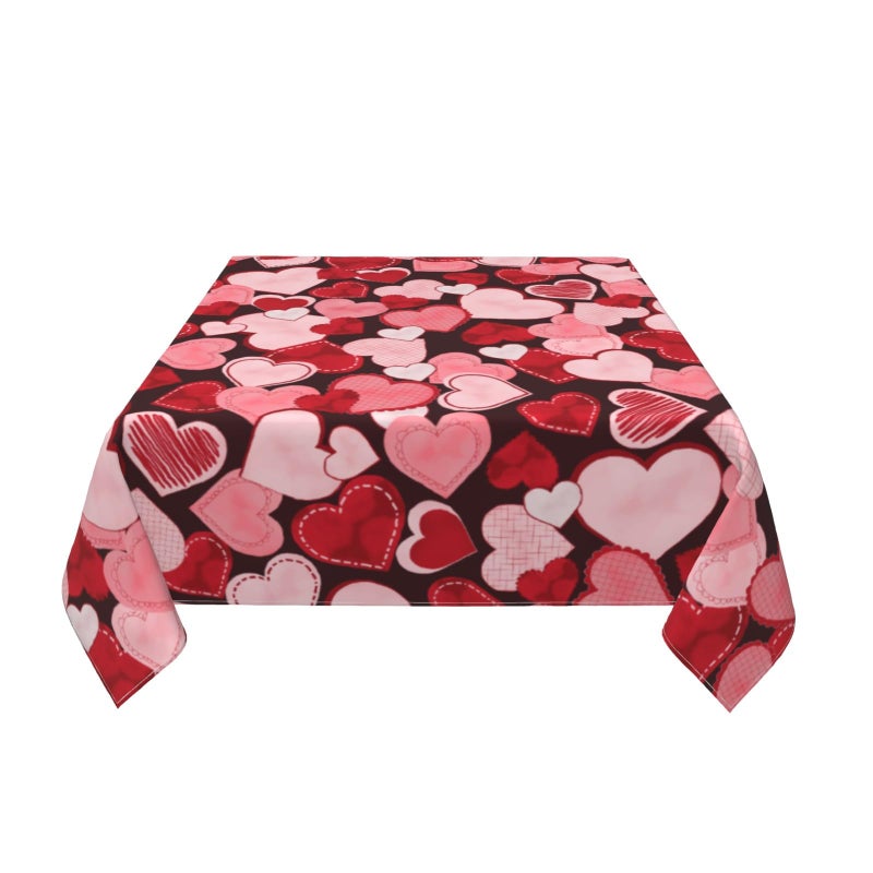Sphragiyn Valentines Day Tablecloth Square 54Ã—54 Inch Pink Red Hearts Table Cloth Water Resistant Fabric Table Covers for Kitchen Dining Small Tablecloth for Party Home Decor - Image 3