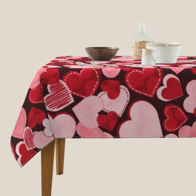 Sphragiyn Valentines Day Tablecloth Square 54Ã—54 Inch Pink Red Hearts Table Cloth Water Resistant Fabric Table Covers for Kitchen Dining Small Tablecloth for Party Home Decor - Image 4