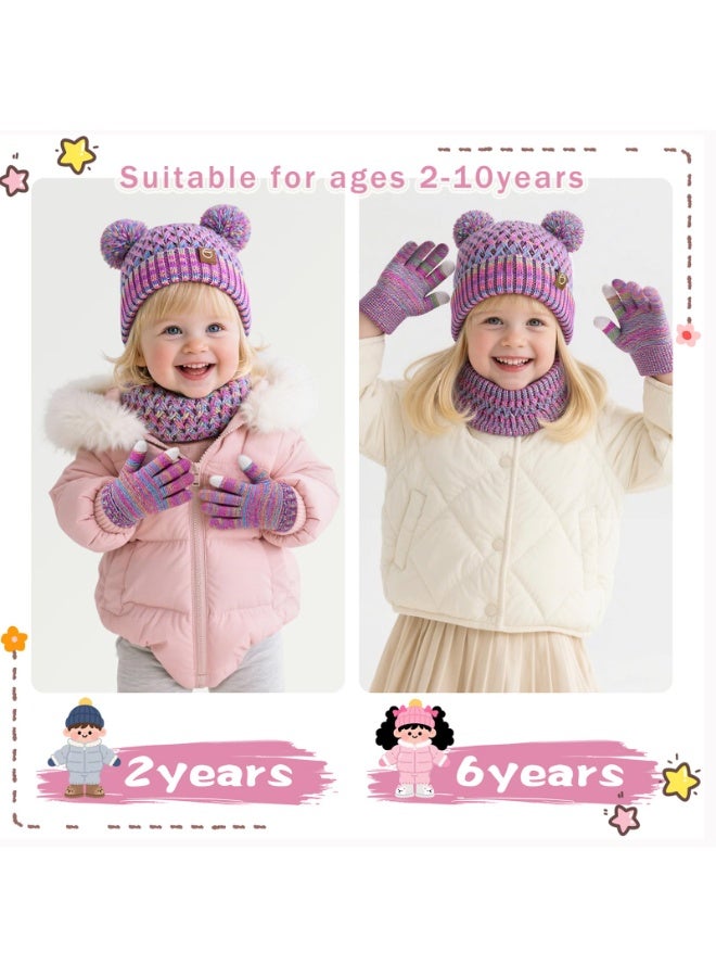 NajmStyle Winter Hat Scarf Gloves Set, Kids Soft Warm Hat Neck Warmer Mittens for 2-10 Years Old - Image 2