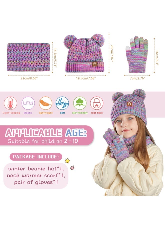NajmStyle Winter Hat Scarf Gloves Set, Kids Soft Warm Hat Neck Warmer Mittens for 2-10 Years Old - Image 3
