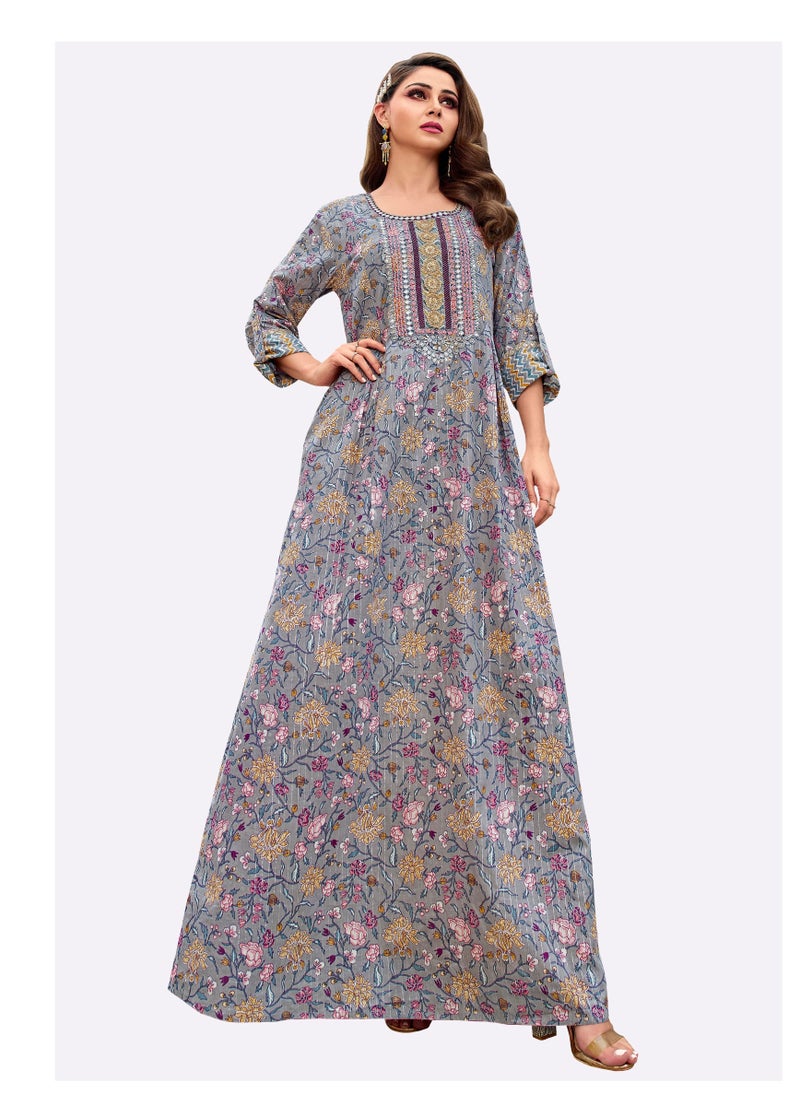 SARA - Sara Floral Printed Jalabiya - Image 1