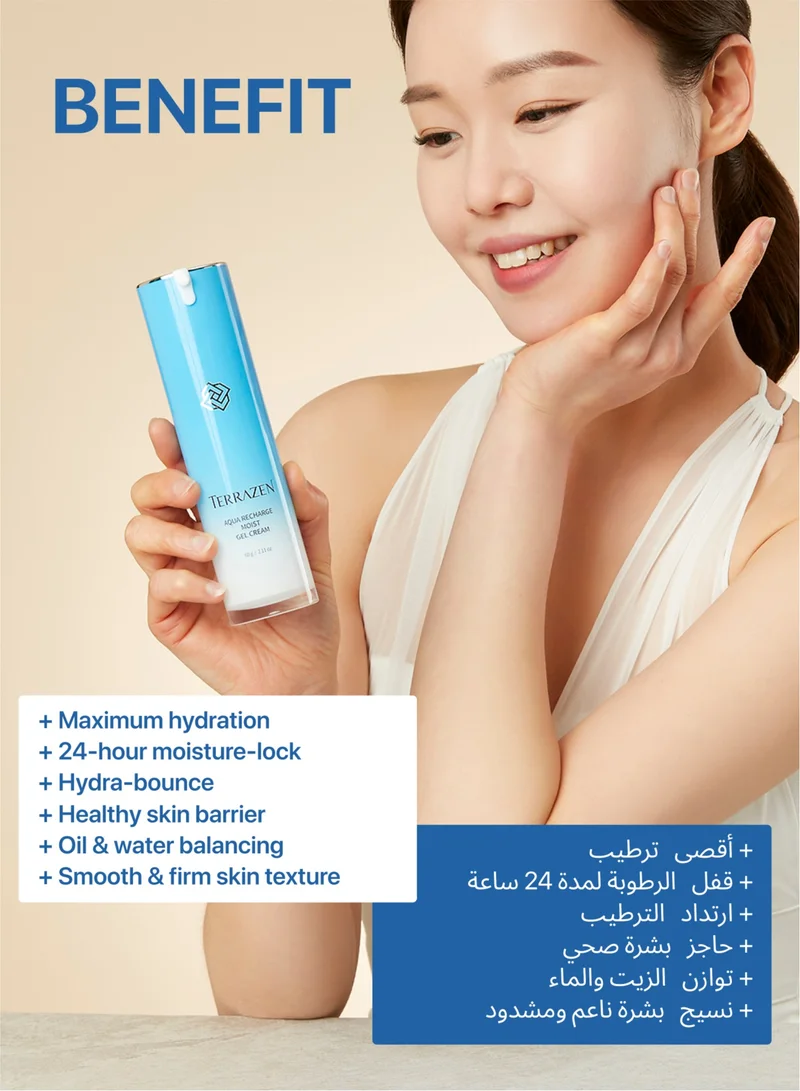 Terrazen Korean AQUA Face Skin Care Anti Aging Gel with Hyaluronic Acid - Anti Wrinkle, Hydrating & Moisturizing Cream for Dry & Sensitive Skin
