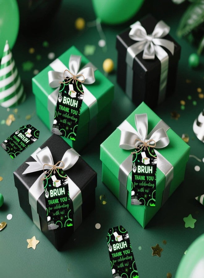 Serencatcher Bruh It's My Birthday Decorations, 50pcs Green Black Bruh Thank You for Celebrating with Us Favor Gift Tags with String 1.9x3.5 Inches for Funny Birthday Party Favors - Image 3
