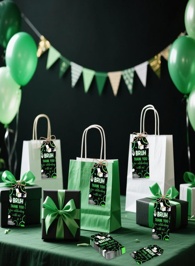Serencatcher Bruh It's My Birthday Decorations, 50pcs Green Black Bruh Thank You for Celebrating with Us Favor Gift Tags with String 1.9x3.5 Inches for Funny Birthday Party Favors - Image 2