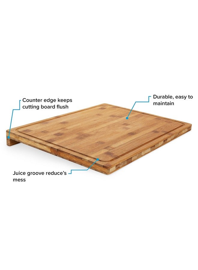 Camco Camco Bamboo Cutting Board with Counter Edge | Perfect for Vegetables, Fruits, Meats, and Cheeses | Measures 18-inches x 14-inches x 1-3/4-inches (43545), Brown - Image 4