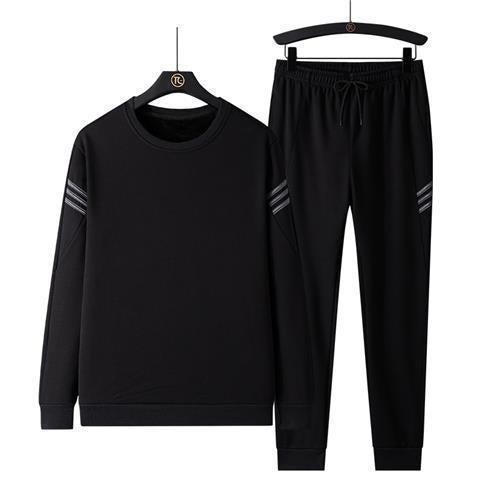 Detainee Full Set Attire Spring Autumn Mens Sports Suit Black Long Sleeve Trousers 