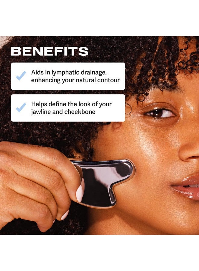 Sacheu Stainless Steel Gua Sha - Metal Gua Sha, Gua Sha Facial Tools Stainless Steel, Reduce Puffiness, Lymphatic Drainage, Facial Tension, Durable Stainless Steel Gua Sha Tool with Travel Pouch - Image 5