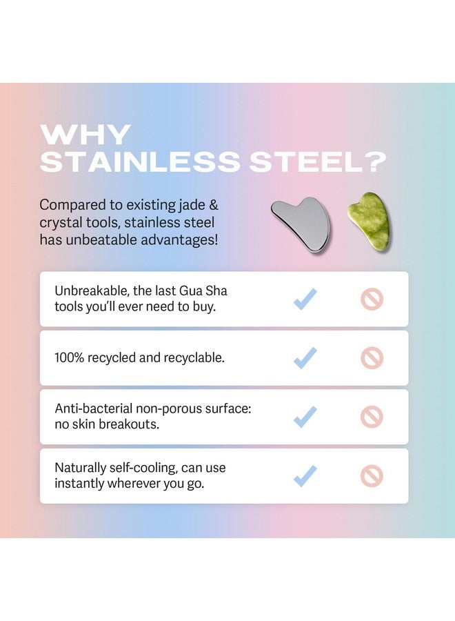 Sacheu Stainless Steel Gua Sha - Metal Gua Sha, Gua Sha Facial Tools Stainless Steel, Reduce Puffiness, Lymphatic Drainage, Facial Tension, Durable Stainless Steel Gua Sha Tool with Travel Pouch - Image 3