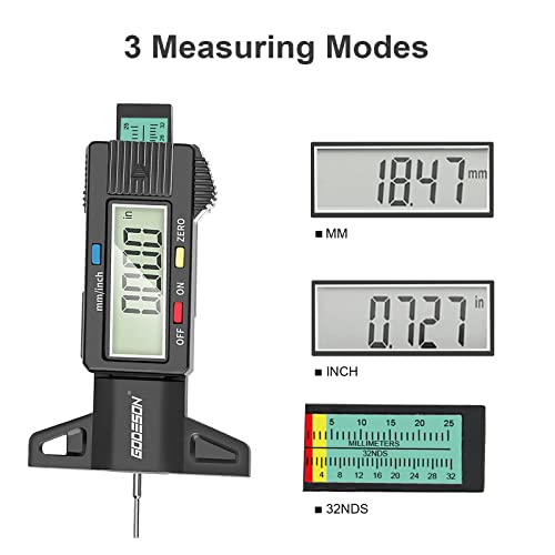 GODESON Tire Tread Depth Gauge,Digital Tire Tread Depth Gauge in 1Inch/25.4mm with Color-Coded Bar, Easy Read Tire Depth Gauge for Cars, Trucks, Motorcycles - Image 3