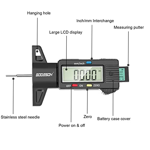 GODESON Tire Tread Depth Gauge,Digital Tire Tread Depth Gauge in 1Inch/25.4mm with Color-Coded Bar, Easy Read Tire Depth Gauge for Cars, Trucks, Motorcycles - Image 4