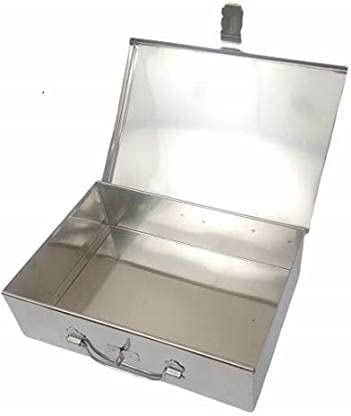 GvanyS™ Stainless Steel Storage Box, Cash Peti, Pooja Peti, Organizer, Vanity Box, Safe Locker - 12 Inch (Steel) - Image 2