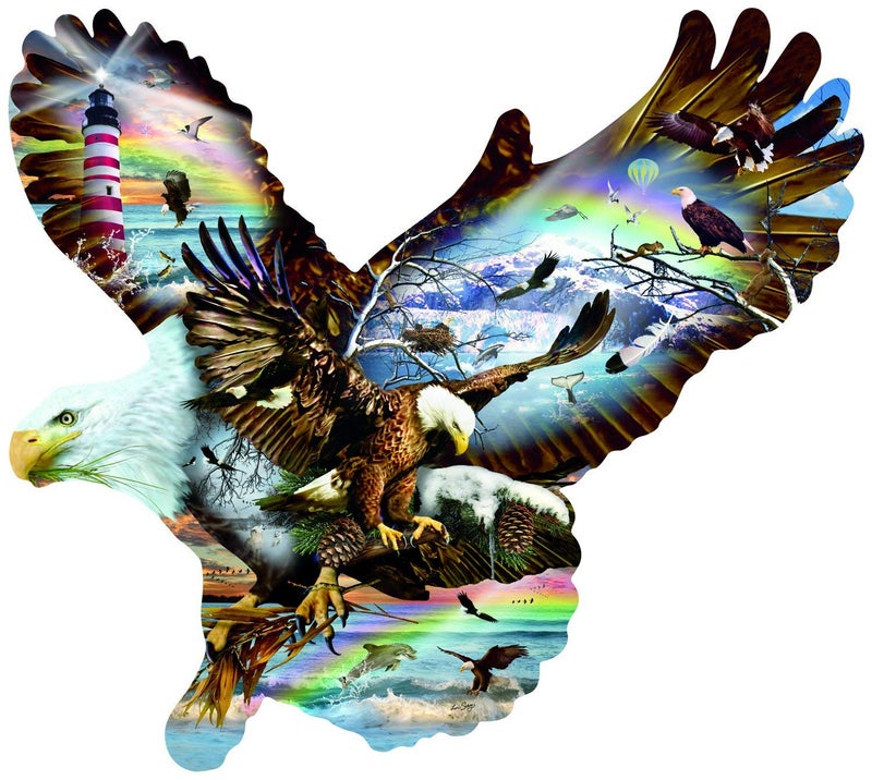SUNSOUT INC - Eagle Eye - 1000 pc Special Shape Jigsaw Puzzle by Artist: Lori Schory - Finished Size 28" x 35.5" Eagle - MPN# 95639 - Image 3
