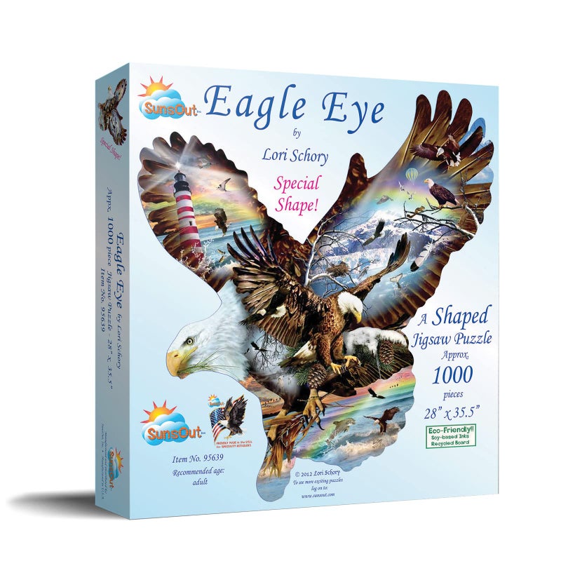 SUNSOUT INC - Eagle Eye - 1000 pc Special Shape Jigsaw Puzzle by Artist: Lori Schory - Finished Size 28" x 35.5" Eagle - MPN# 95639 - Image 2