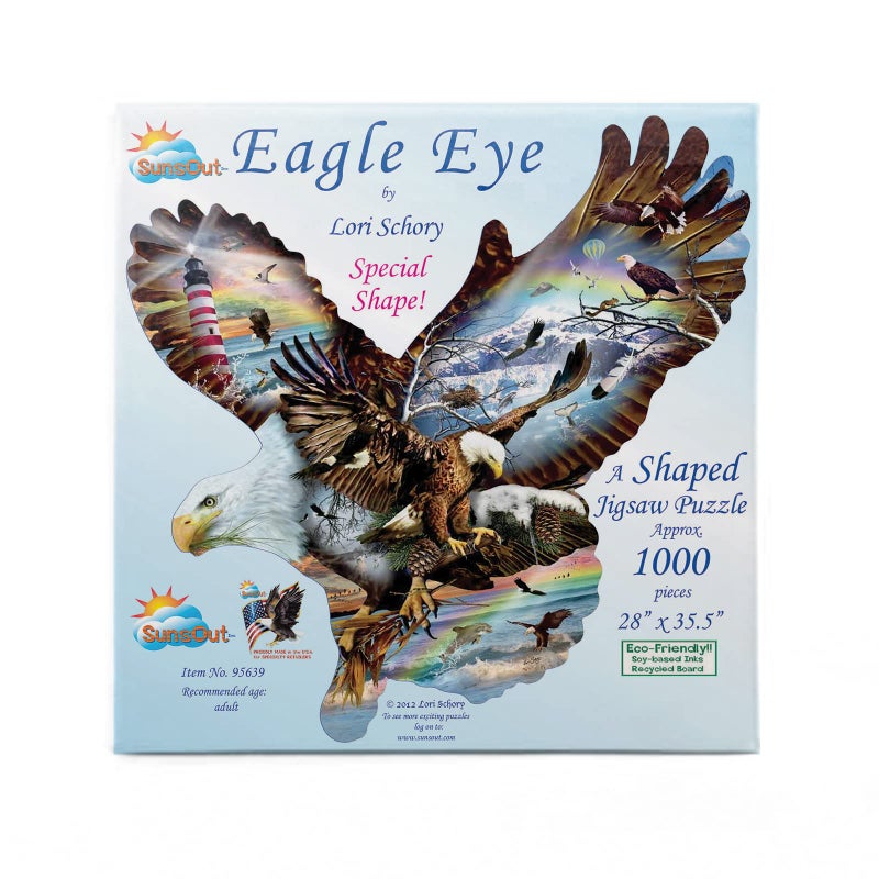 SUNSOUT INC - Eagle Eye - 1000 pc Special Shape Jigsaw Puzzle by Artist: Lori Schory - Finished Size 28" x 35.5" Eagle - MPN# 95639 - Image 1