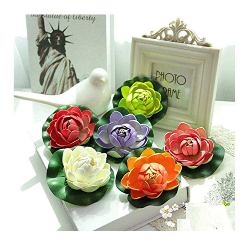 brown leaf Lotus Floating Flower Popular Decorative Multicolored Small Size10 Cm Artificial Flowers Diwali Home Decoration Gift Item Set of 6 - Image 1