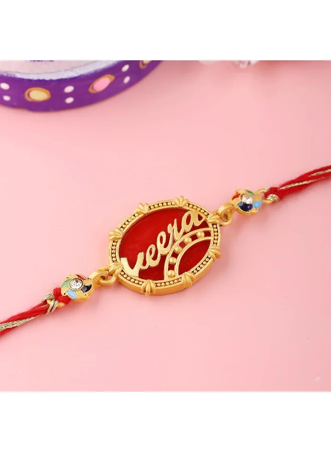 VOYLLA Designer Veera Enameled Rakhi With Roli Chaawal Pack