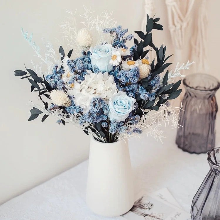 Bluejw L-D ized Dried Flower Bouquet Mix: Real Preserved Palm Bunch, Pampas Grass, Eucalyptus, Wedding Home Decor Dried Plants - Image 1