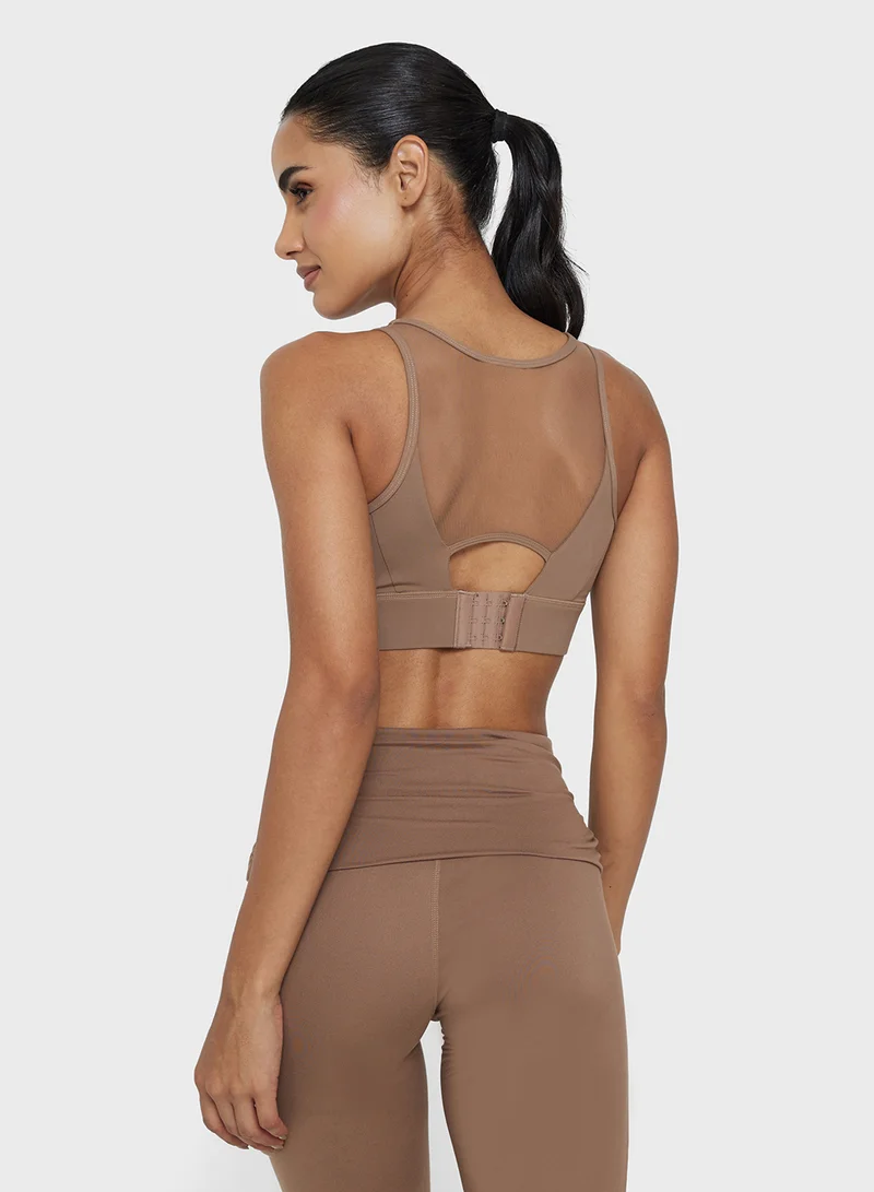 فورورد Mesh Panel Sports Bra with Back Clasp