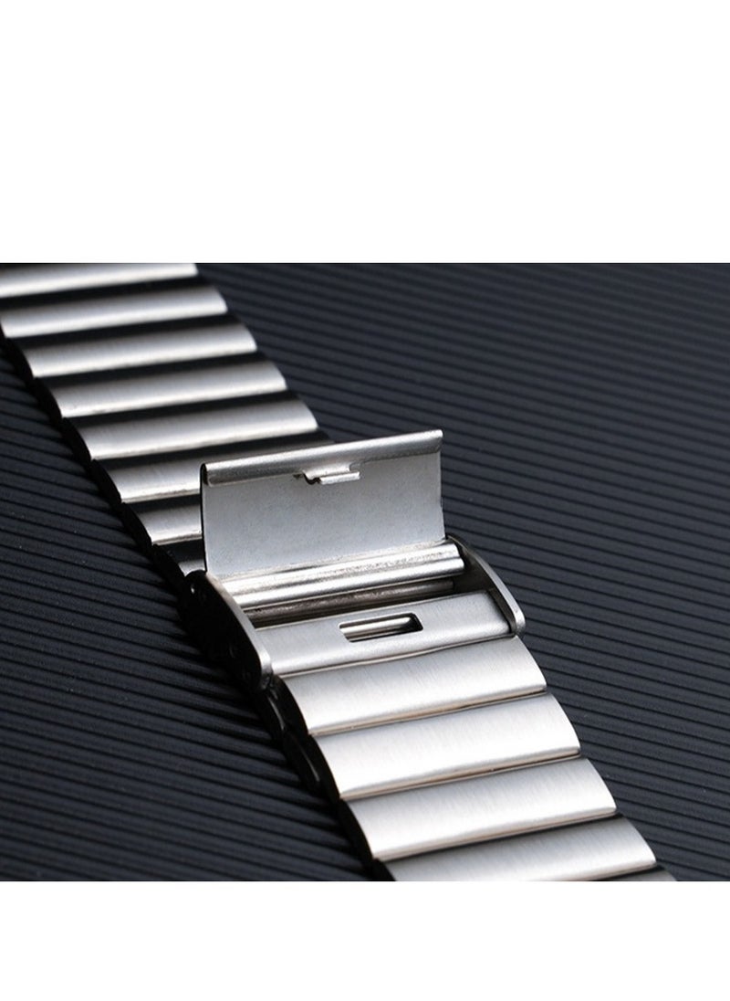 Angmei - apple watch band Stainless Steel Stretch Metal Replacement Expansion Watch Band  bamboo strap flat interface suitable for apple watch iwatch Apple watch metal strap suitable for 42-44-45-49mm - Image 1