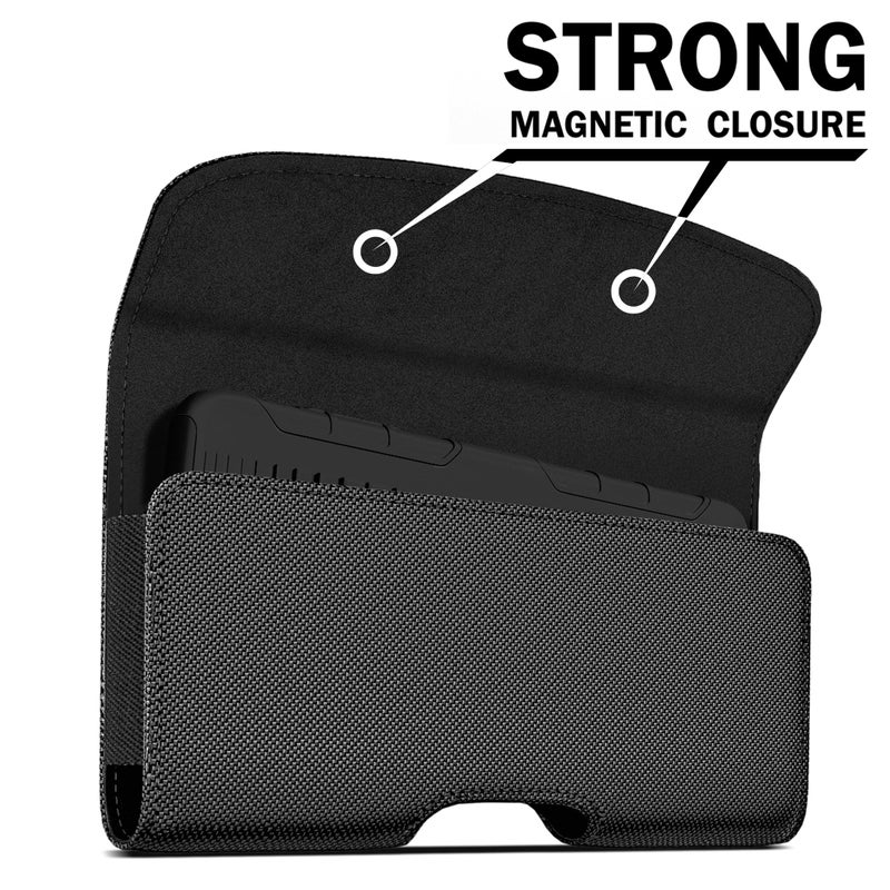 DeBin Holster for iPhone 16 Plus 16 Pro Max 15 Plus Promax 14 Plus 13pro Max 12 Max 11 Xs Max 8 Plus 7 Plus, Nylon Cell Phone Belt Holder Clip Case Carrying Pouch (Fits Phone with Protective Case) - Image 3