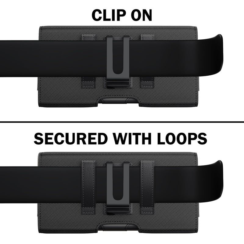 DeBin Holster for iPhone 16 Plus 16 Pro Max 15 Plus Promax 14 Plus 13pro Max 12 Max 11 Xs Max 8 Plus 7 Plus, Nylon Cell Phone Belt Holder Clip Case Carrying Pouch (Fits Phone with Protective Case) - Image 2