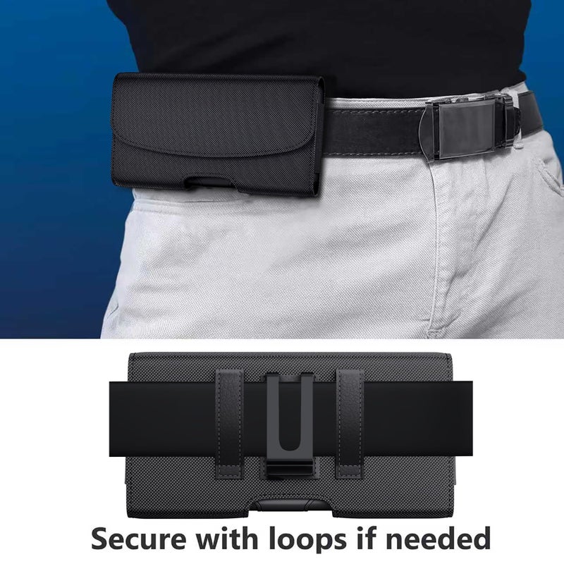 DeBin Holster for iPhone 16 Plus 16 Pro Max 15 Plus Promax 14 Plus 13pro Max 12 Max 11 Xs Max 8 Plus 7 Plus, Nylon Cell Phone Belt Holder Clip Case Carrying Pouch (Fits Phone with Protective Case) - Image 4