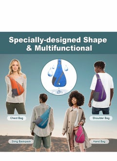 Excefore Sling Bag for Women Men Crossbody Backpack Hiking Daypack Multipurpose Cross Body Chest with Hidden Earphone Hole  - Image 2