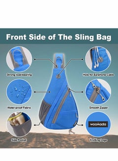 Excefore Sling Bag for Women Men Crossbody Backpack Hiking Daypack Multipurpose Cross Body Chest with Hidden Earphone Hole  - Image 4