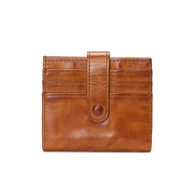 Men's Mini Card Holder Wallet Genuine Vegetable Tanned Top Layer Cowhide, Multiple Card Slots, Ultra Thin Slim Short Wallet, Vintage Retro Style for Daily Carry - Image 5