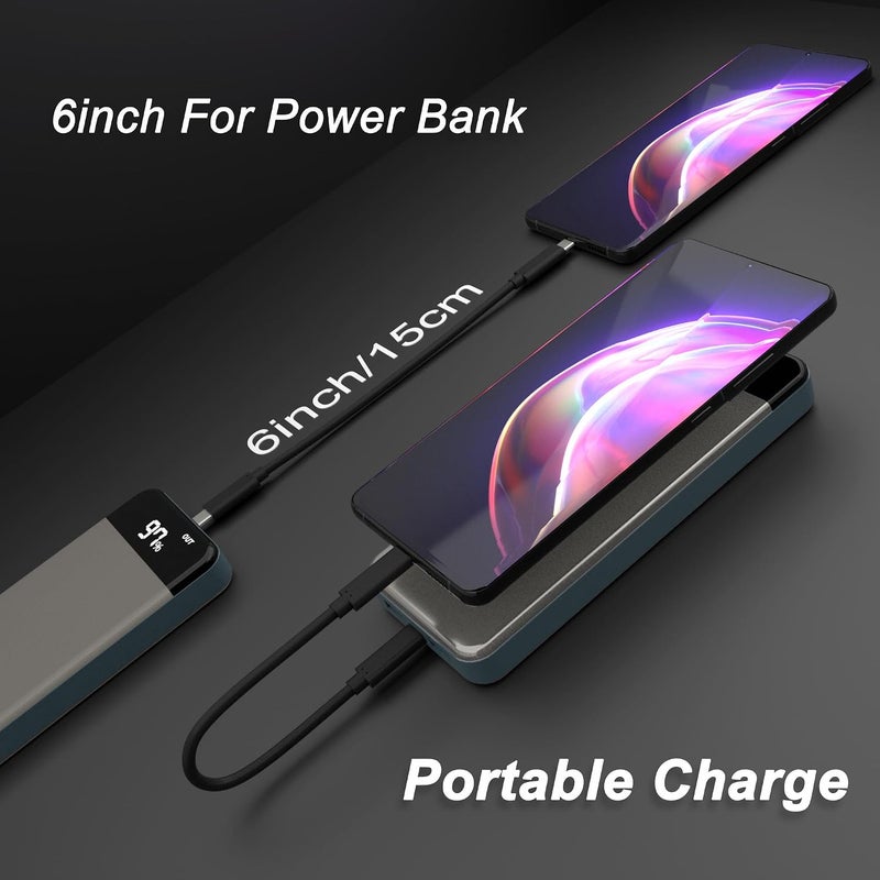 Cablelera USB3.2 Gen2x1 Type-C Charging Cable, USB C Cable, USB-C to USB-C, 10Gbps High Speed Data Transfer, USB PD, 60W Fast Charging. Black, 6 inch - Image 3