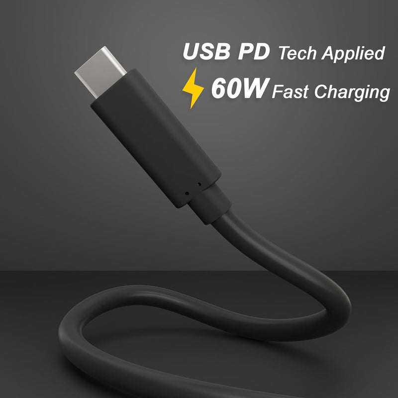 Cablelera USB3.2 Gen2x1 Type-C Charging Cable, USB C Cable, USB-C to USB-C, 10Gbps High Speed Data Transfer, USB PD, 60W Fast Charging. Black, 6 inch - Image 4