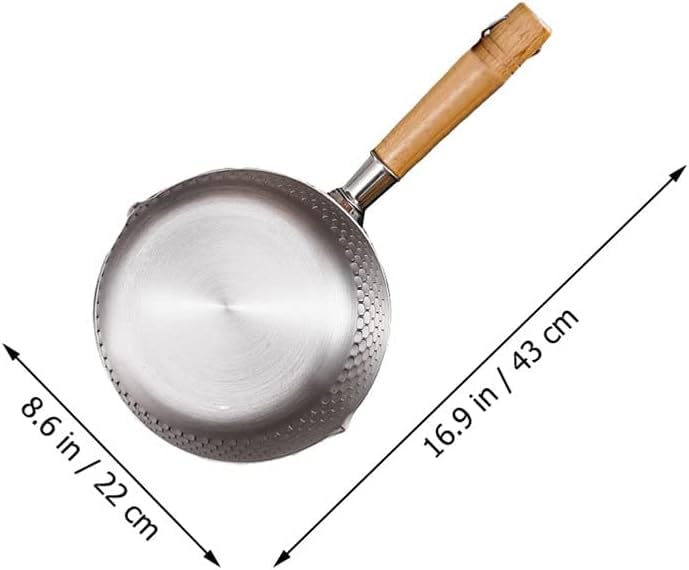 Jolfay Heavy Duty Frying Pan Steel with Wood Handle 2-LTR, Saucepan, Tadka Pan/Vaghar/Chounk for Frying Dal/Spices/Chinese Wok with Handle 22 Cm X 40 Cm, Non-Coated & Non-Stick, Gas Stove Compatible - Image 2