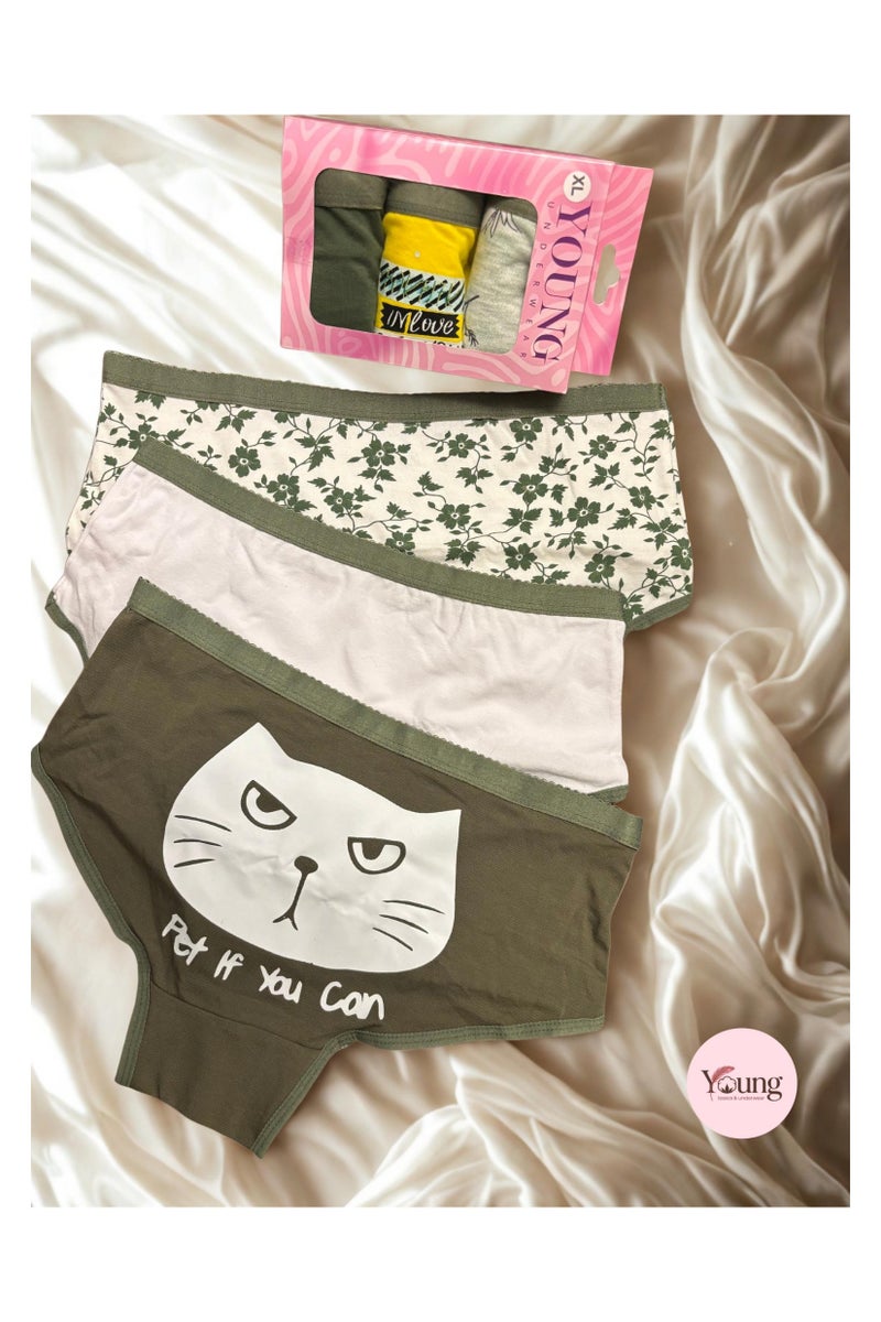 YOUNG WEAR Brief Panty – 3pieces | 1027 | Soft Cotton, High-Waist, Breathable & Comfortable | Ideal for Everyday Wear | Available in Sizes M to 3XL - Image 1