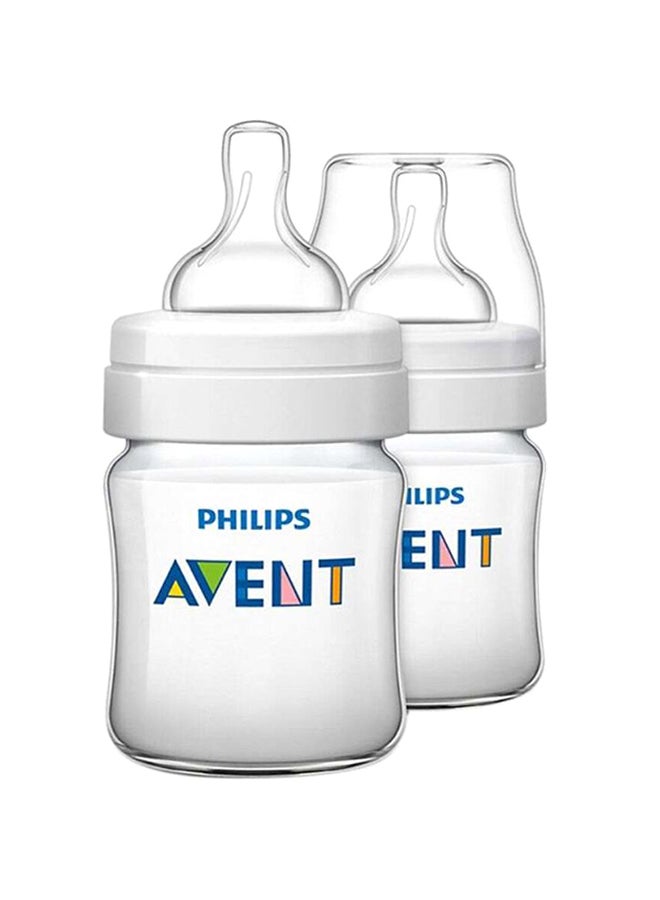 Philips Avent Set of 2 Classic Plus Feeding Bottle, Clear, 125 ml - Image 1