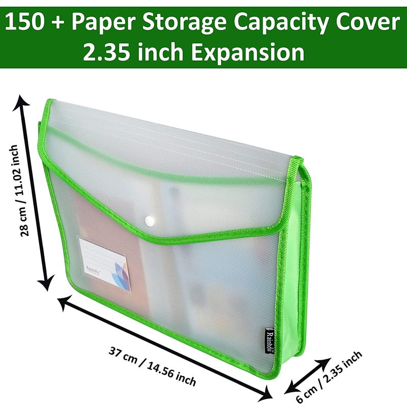 Shuban 4 Pcs Plastic Horizontal File Folder FS Size Poly Envelope Expanding File Document Organizer with Snap Closure & Label Pocket Clear Colored File Pouch for Office Home Storage (Assorted Color) - Image 2